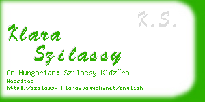 klara szilassy business card